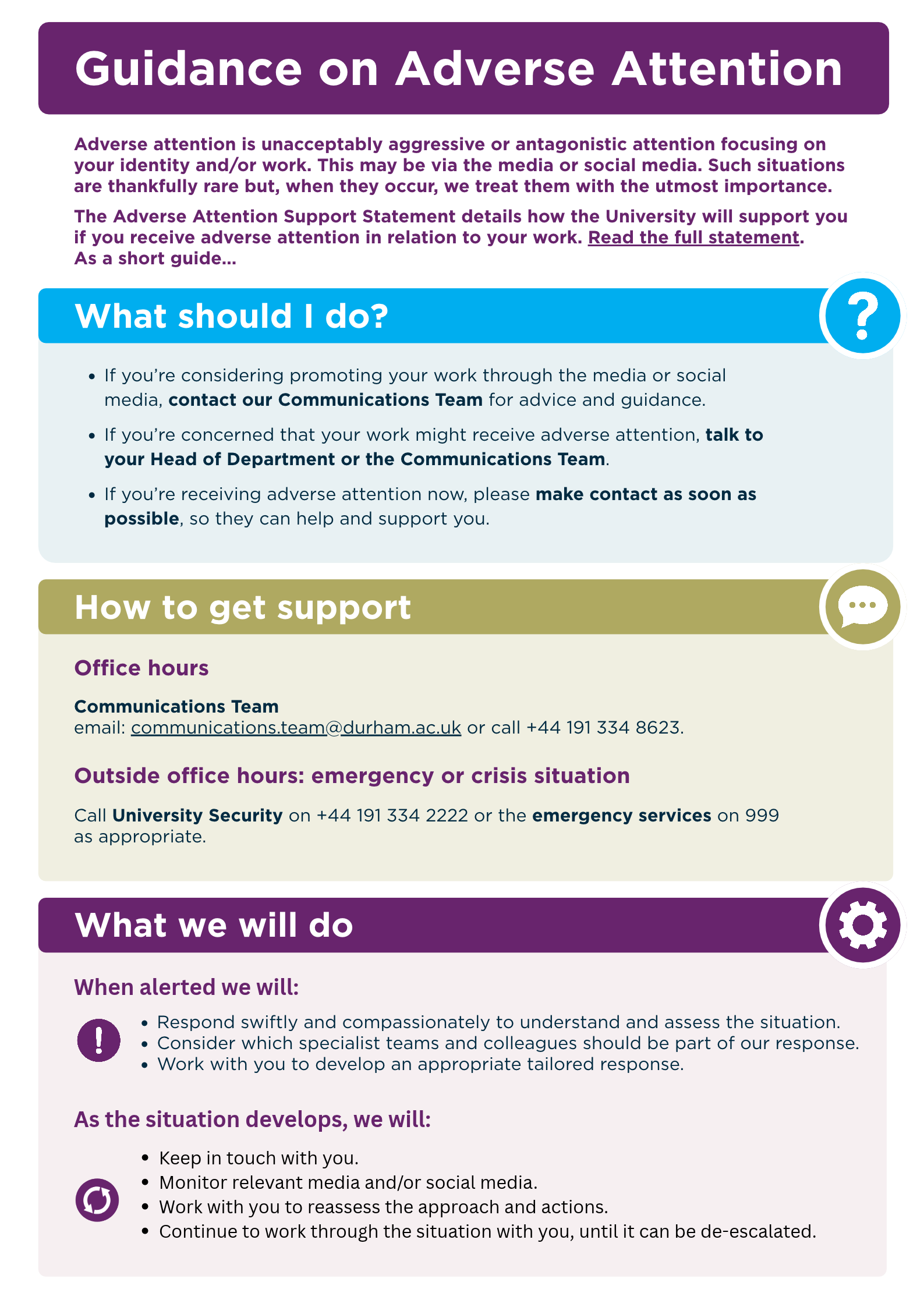 Infographic guidance on adverse attention framework