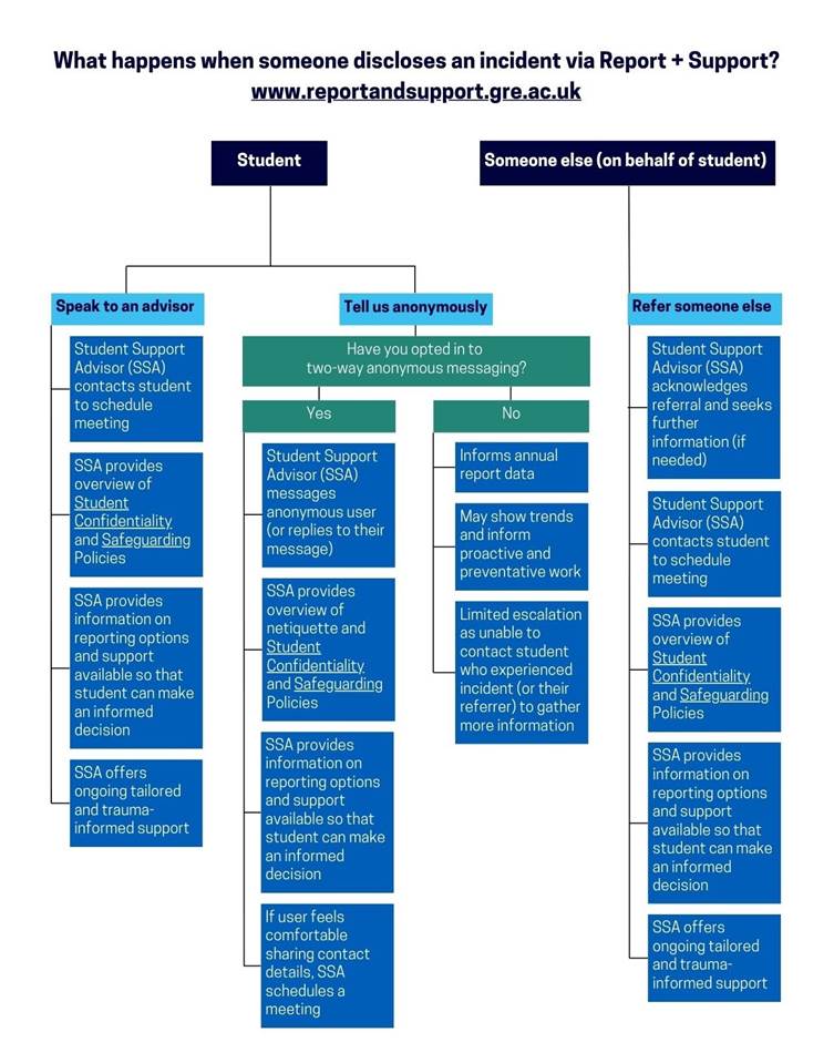 Report + Support Process Flowchart (Students)